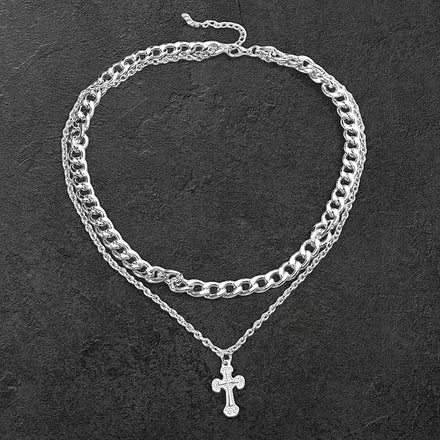 Double Layered Cross Necklace