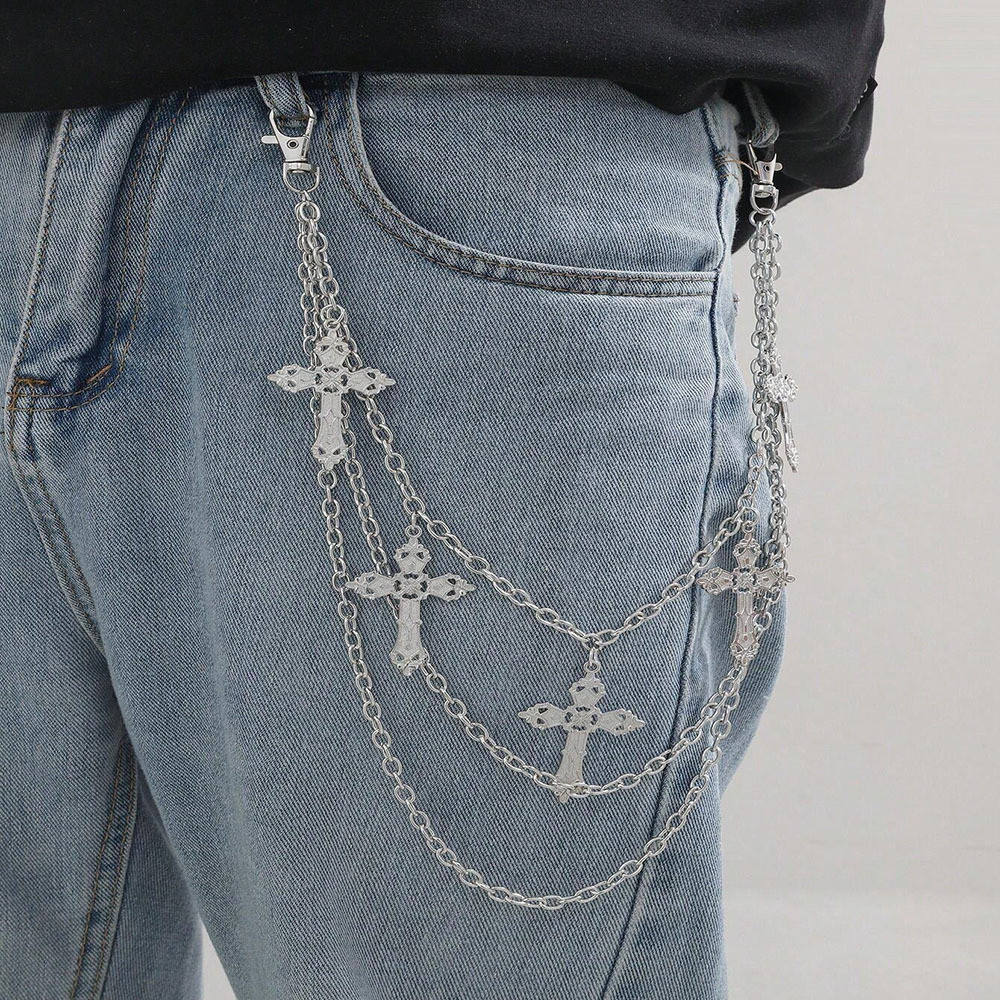 Cross Multi-Layered Jean Chain