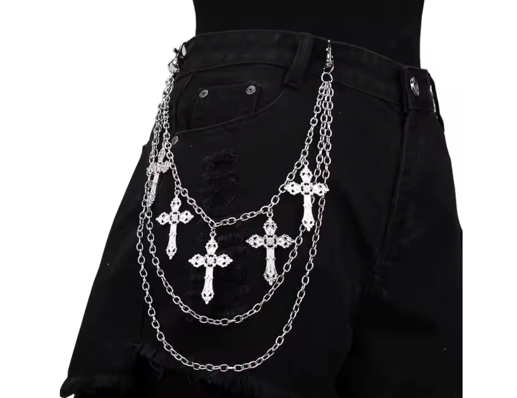 Cross Multi-Layered Jean Chain