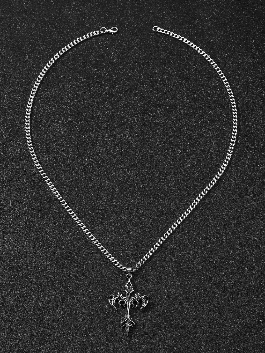 Retro Flame Cross Necklace