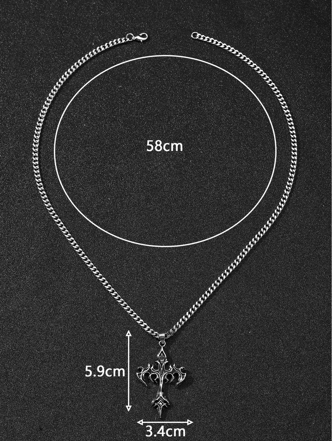 Retro Flame Cross Necklace