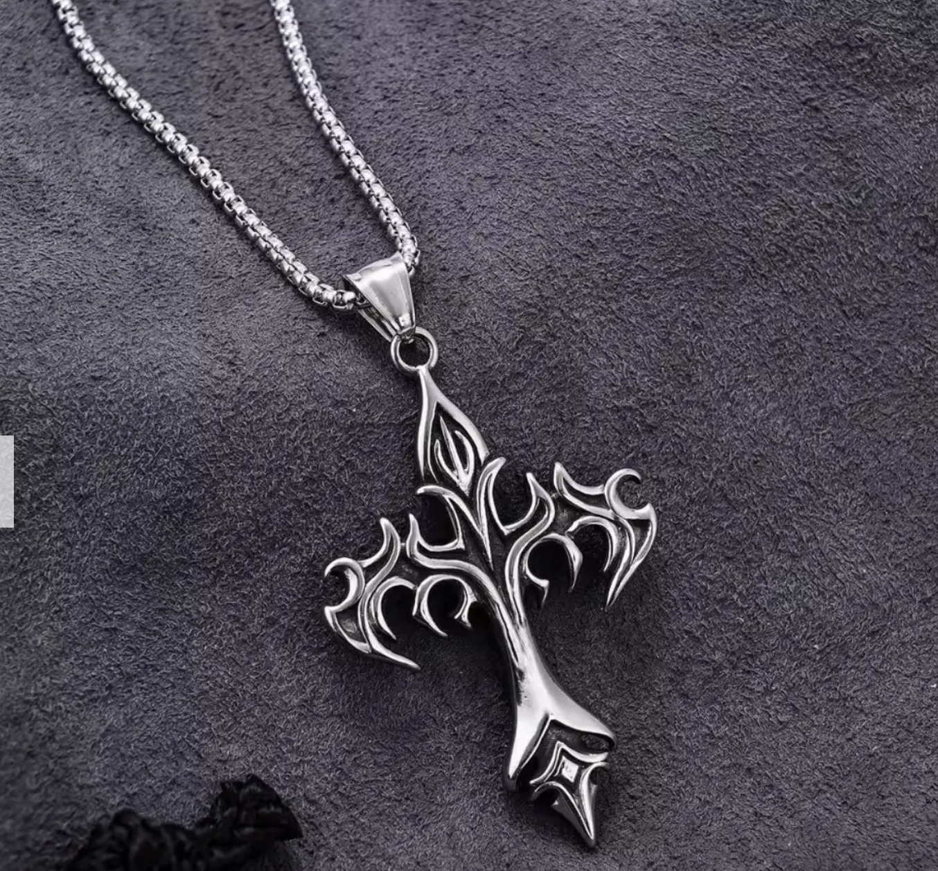 Retro Flame Cross Necklace