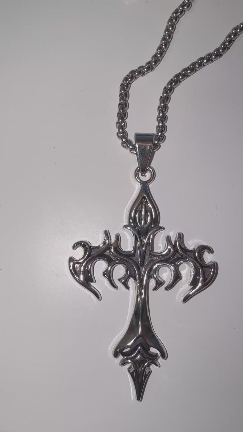 Retro Flame Cross Necklace