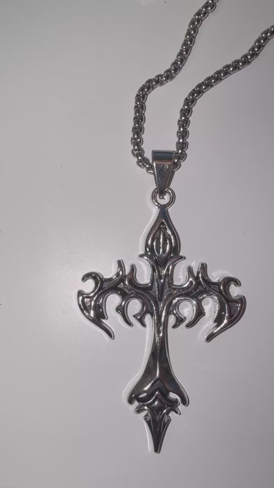 Retro Flame Cross Necklace